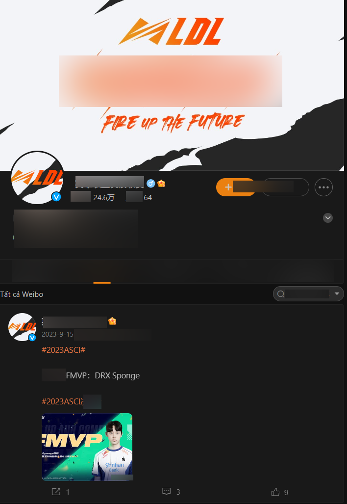 Mùa giải đã bắt đầu nhưng trang Weibo của LDL vẫn im lặng và bài viết gần nhất đã từ 15/09/2023