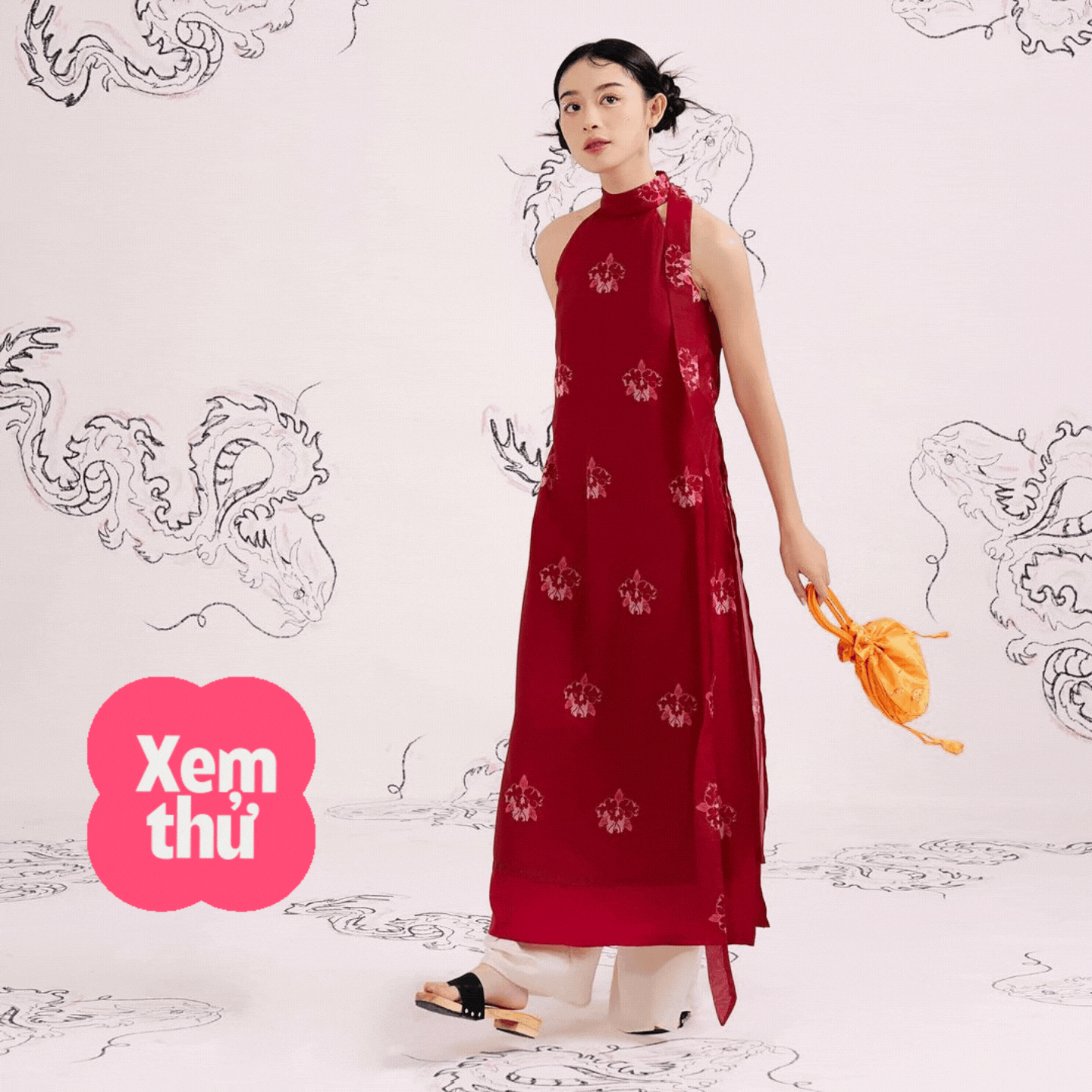 Áo dài cổ yếm: 10 thiết kế điệu đà, trẻ trung giá chỉ từ 350k cho nàng khoe dáng xinh dịp Tết- Ảnh 7. Áo dài cổ yếm: 10 thiết kế điệu đà, trẻ trung giá chỉ từ 350k cho nàng khoe dáng xinh dịp Tết- Ảnh 7.