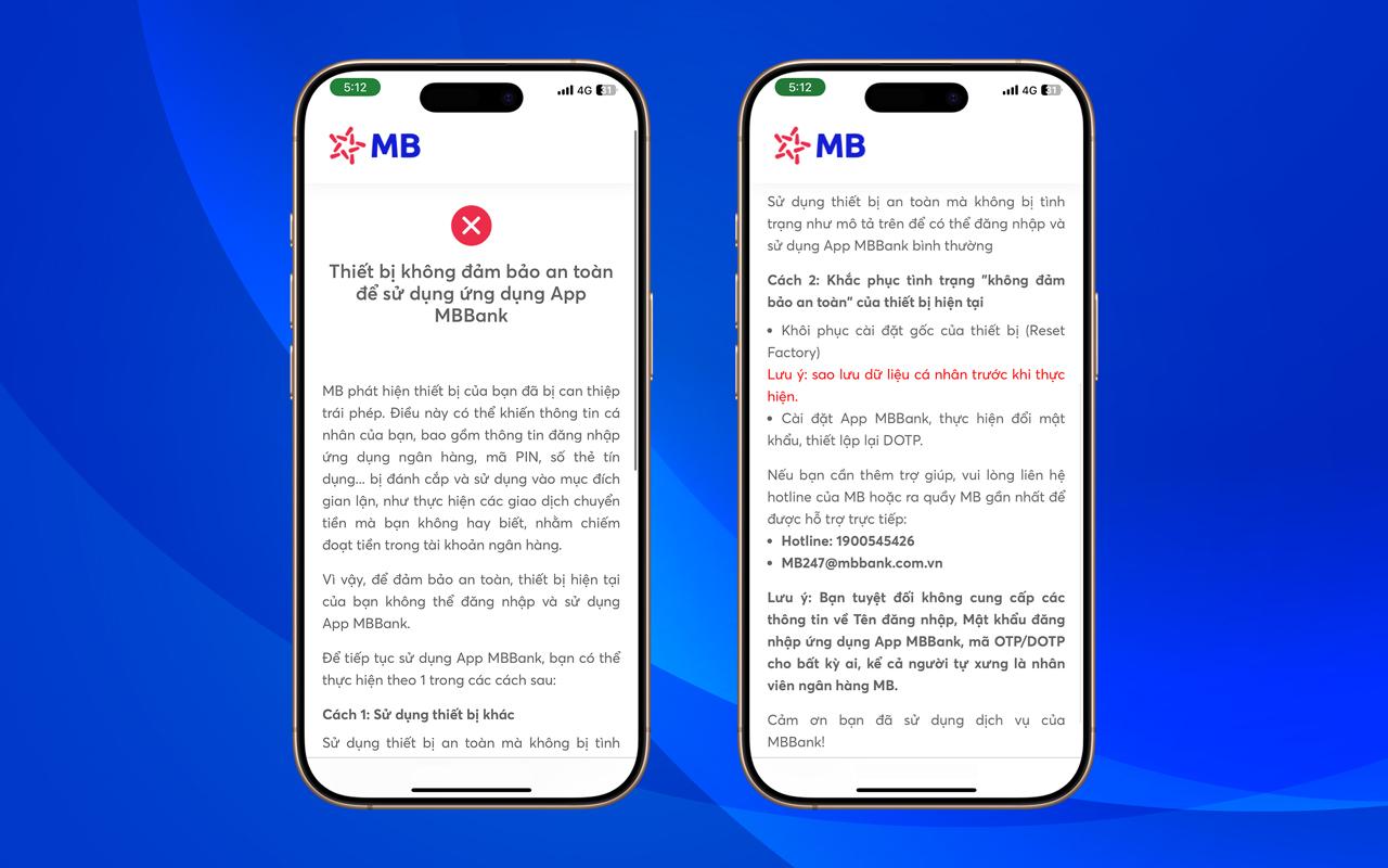Tự động phát hiện phần mềm độc hại cài lén trên điện thoại, App MBBank nâng cấp bảo vệ khách hàng- Ảnh 2. Tự động phát hiện phần mềm độc hại cài lén trên điện thoại, App MBBank nâng cấp bảo vệ khách hàng- Ảnh 2.