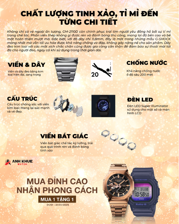 Đẳng cấp mới từ G-Shock GM-2110D: Bền bỉ - Sang trọng- Ảnh 4. Đẳng cấp mới từ G-Shock GM-2110D: Bền bỉ - Sang trọng- Ảnh 4.
