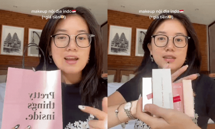 Nữ TikToker thử mỹ phẩm nội địa Indonesia: Toàn items chưa tới 250k/món nhưng chất lượng xứng đáng "điểm 10"- Ảnh 1.