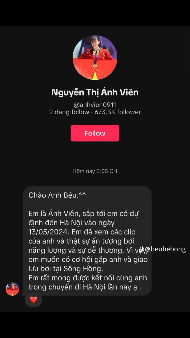 Bệu Bé Bỏng - thanh niên cơ bắp khiến "tiểu tiên cá" Ánh Viên thách đấu "giao lưu 1 vòng sông Hồng" là ai?- Ảnh 4.