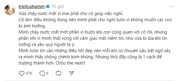 Mẹ bỉm rơi nước mắt khi quyết định cho giúp việc nghỉ, thất vọng, tiếc nuối nhưng không muốn chuyện xấu xảy ra với con- Ảnh 1.