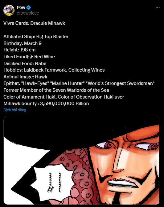 Mihawk là một trong những nhân vật mạnh nhất của One Piece nhưng lại thiếu thứ này- Ảnh 2. Mihawk là một trong những nhân vật mạnh nhất của One Piece nhưng lại thiếu thứ này- Ảnh 2.