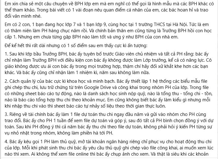Khoe Trưởng Ban phụ huynh lớp con mình siêu đỉnh, là "hình mẫu" đáng học hỏi, một phụ huynh nhận được bình luận cực thấm!- Ảnh 1.