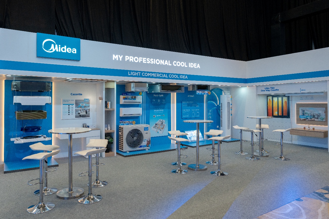 A booth with tables and chairs  AI-generated content may be incorrect.