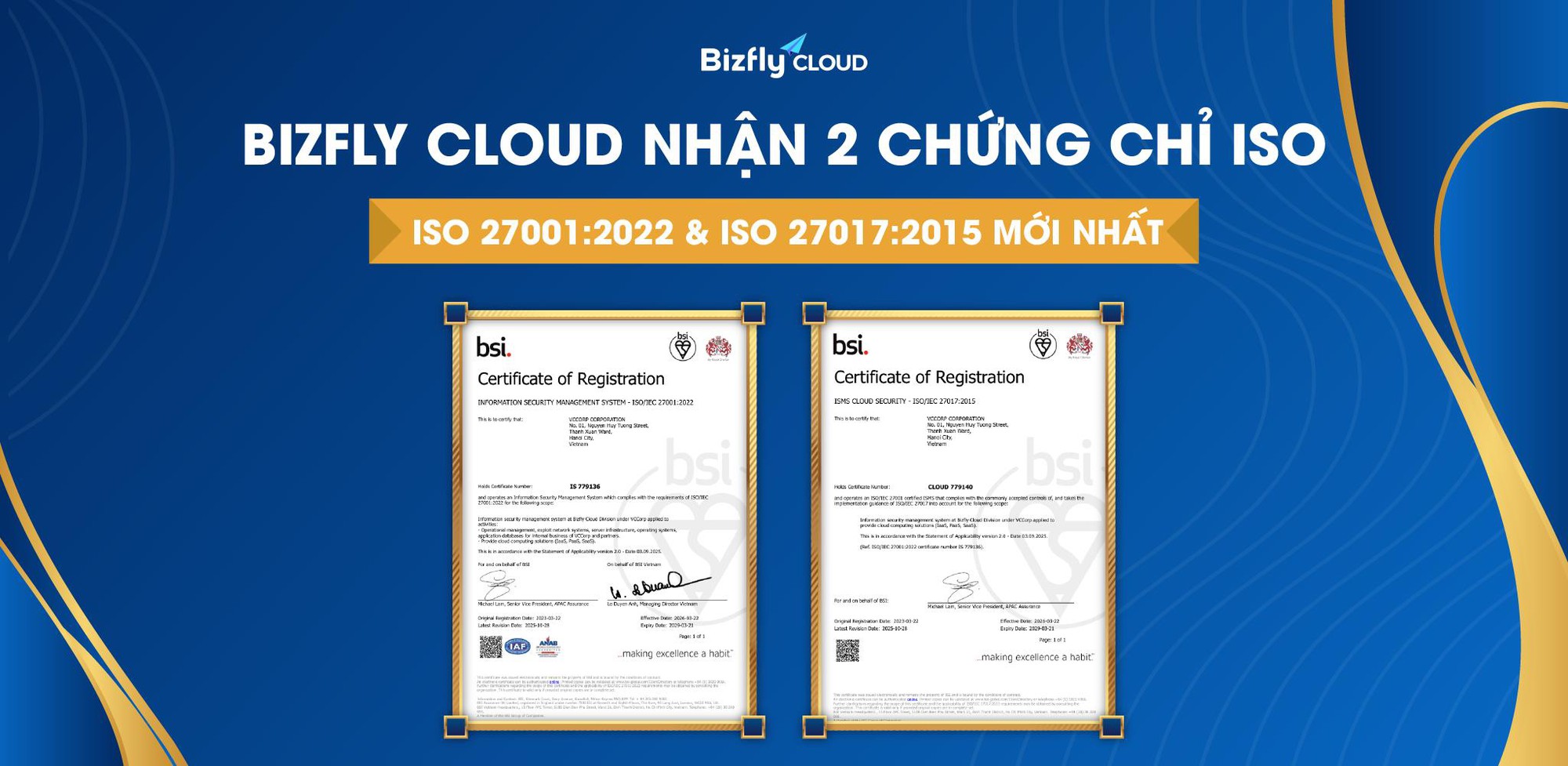 Bizfly Cloud nâng cấp thành công hai chứng chỉ ISO 27001:2022 và ISO 27017:2015 mới nhất- Ảnh 1.