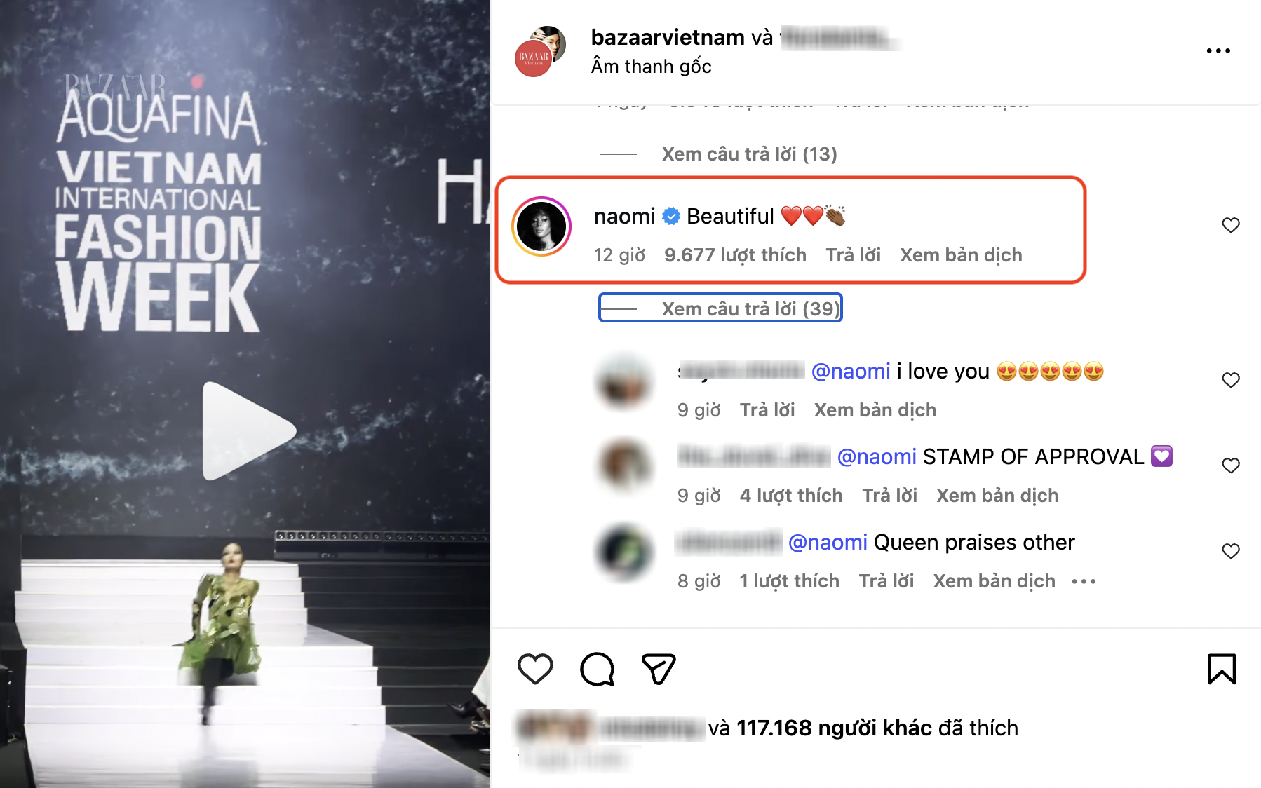 Cú ngã "triệu đô" của Quán quân Next Top Model gây bão khắp MXH, đến "báo đen" Naomi Campbell cũng thả tim tới tấp- Ảnh 5. Cú ngã "triệu đô" của Quán quân Next Top Model gây bão khắp MXH, đến "báo đen" Naomi Campbell cũng thả tim tới tấp- Ảnh 5.