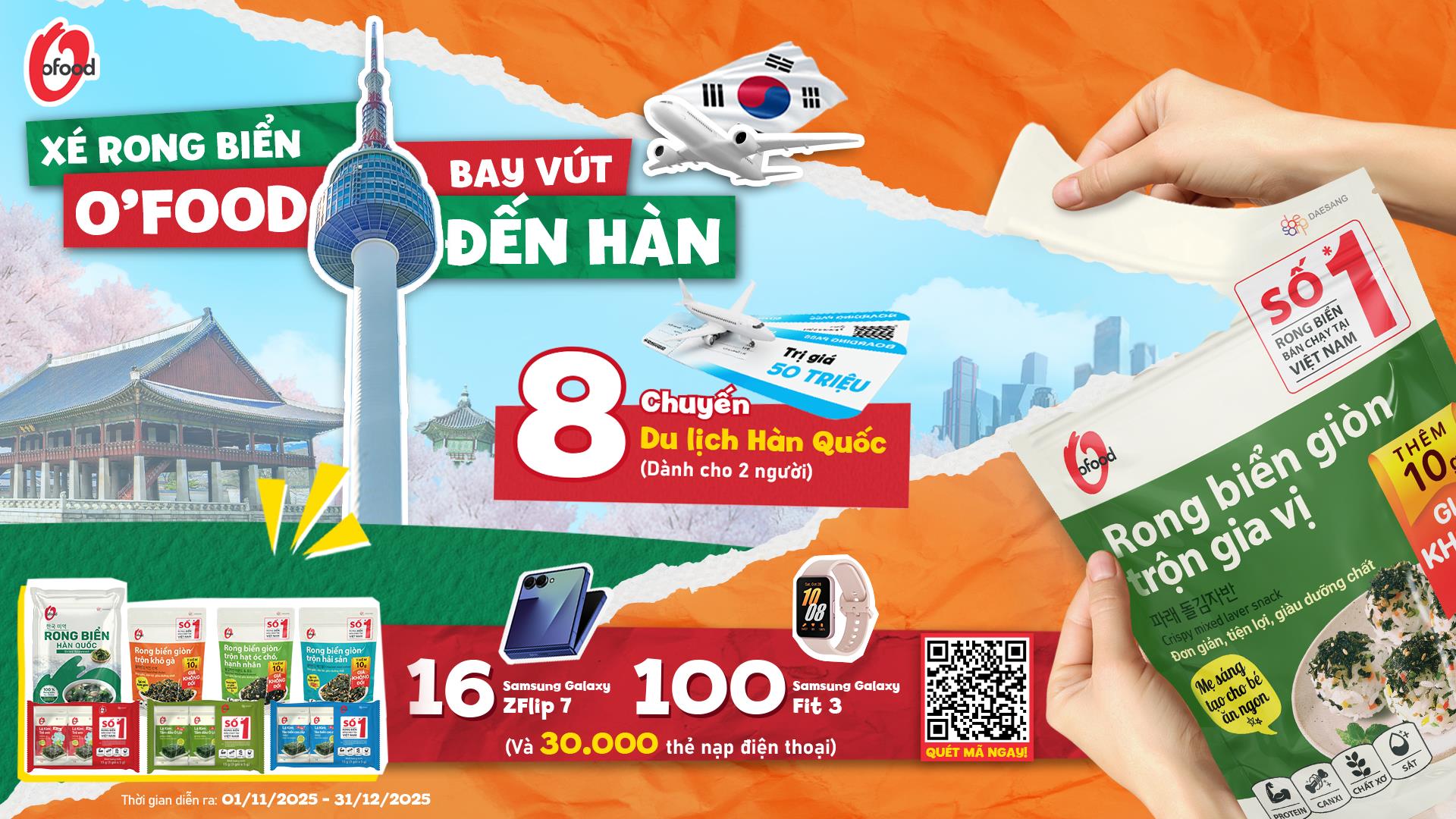 Tin được không: Ăn rong biển O'food trúng vé đi Hàn!- Ảnh 1.