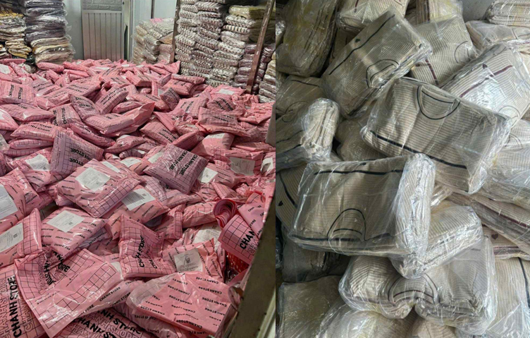 A collage of a pile of bags  AI-generated content may be incorrect.