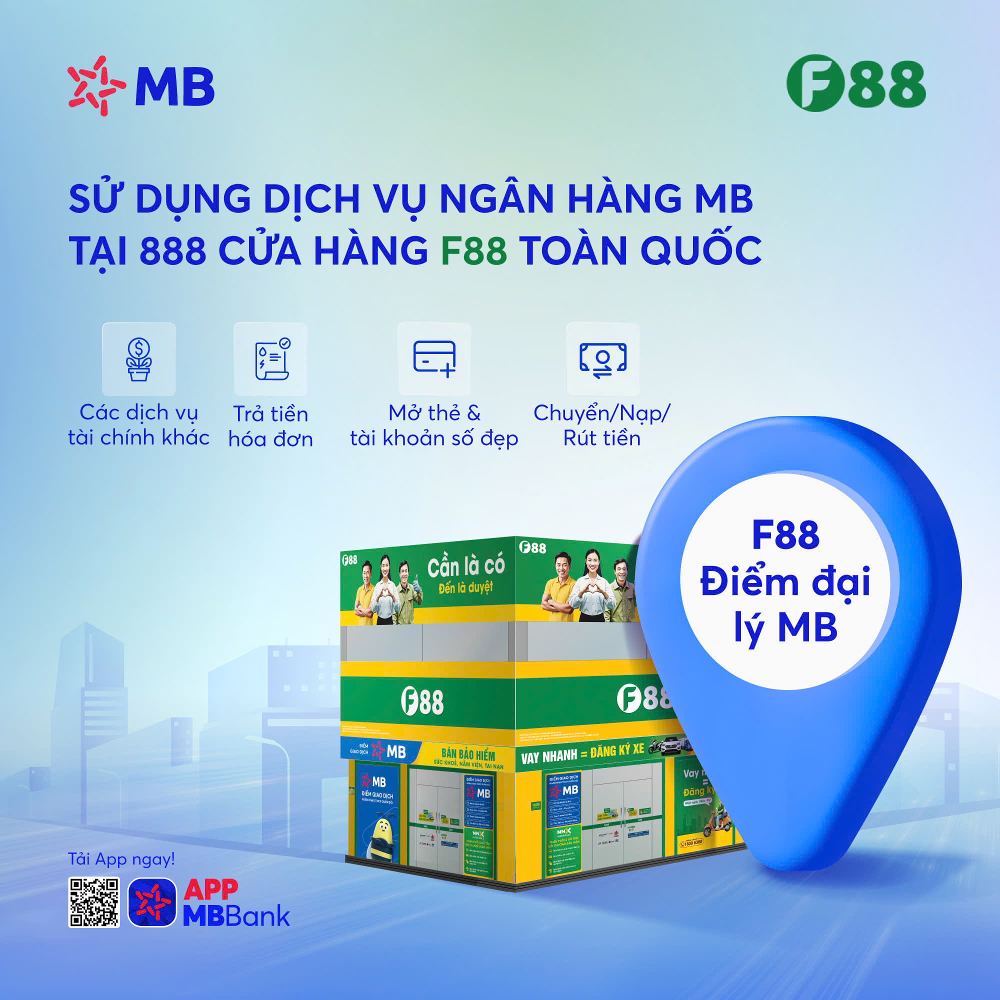 MB hợp tác F88, mở rộng thêm 888 điểm giao dịch ngân hàng toàn quốc- Ảnh 1.