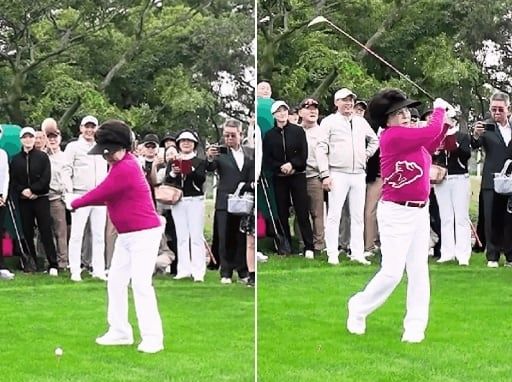 Ở tuổi 93, hiệu trưởng Đại học Gachon vẫn thể hiện cú swing golf đầy uy lực khiến nhiều người lầm tưởng là video AI- Ảnh 1. Ở tuổi 93, hiệu trưởng Đại học Gachon vẫn thể hiện cú swing golf đầy uy lực khiến nhiều người lầm tưởng là video AI- Ảnh 1.