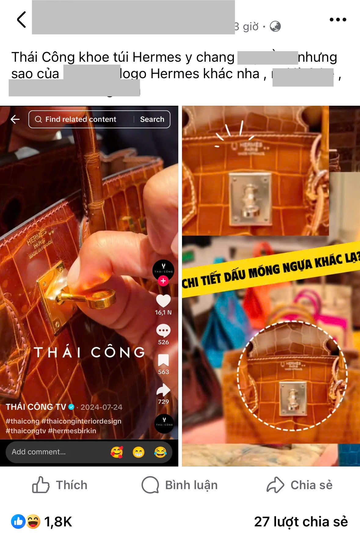 Thái Công lại vướng phải ồn ào túi hiệu tiền tỷ- Ảnh 1.