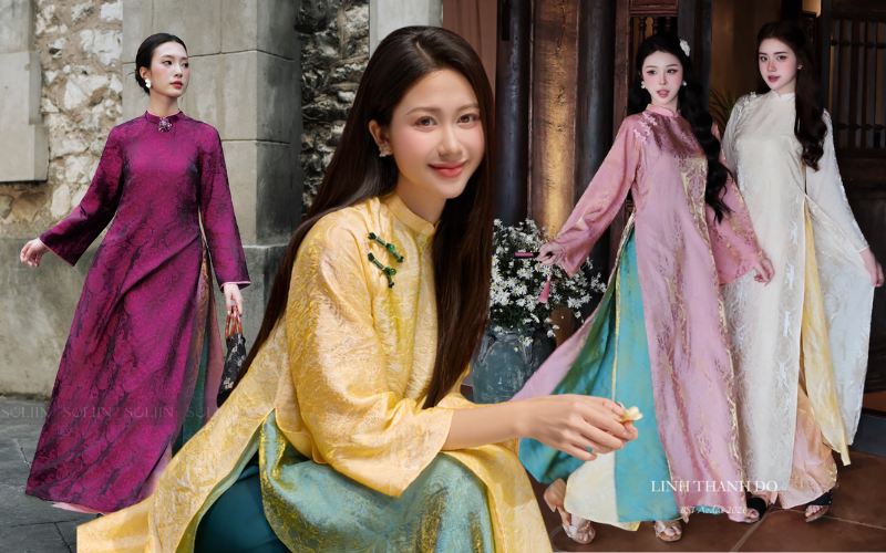 Tâm điểm xu hướng áo dài Tết 2026: Áo dài tà kép (4 tà) nhân đôi vẻ thướt tha, sang chảnh cho phái đẹp- Ảnh 1.