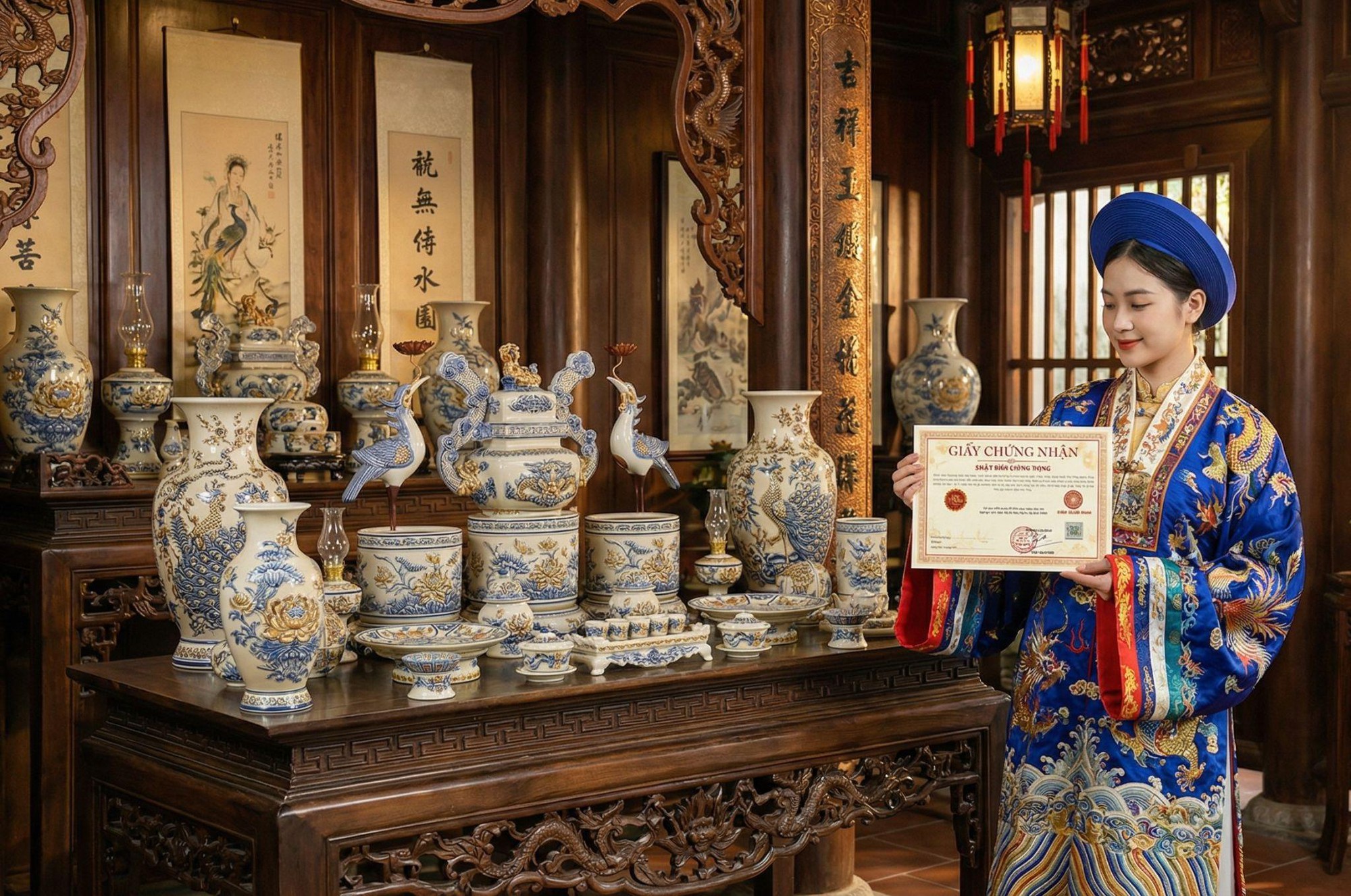 Đồ thờ gốm sứ Bát Tràng cao cấp từ Gốm Sứ Phúc Lộc Viên Minh- Ảnh 4.