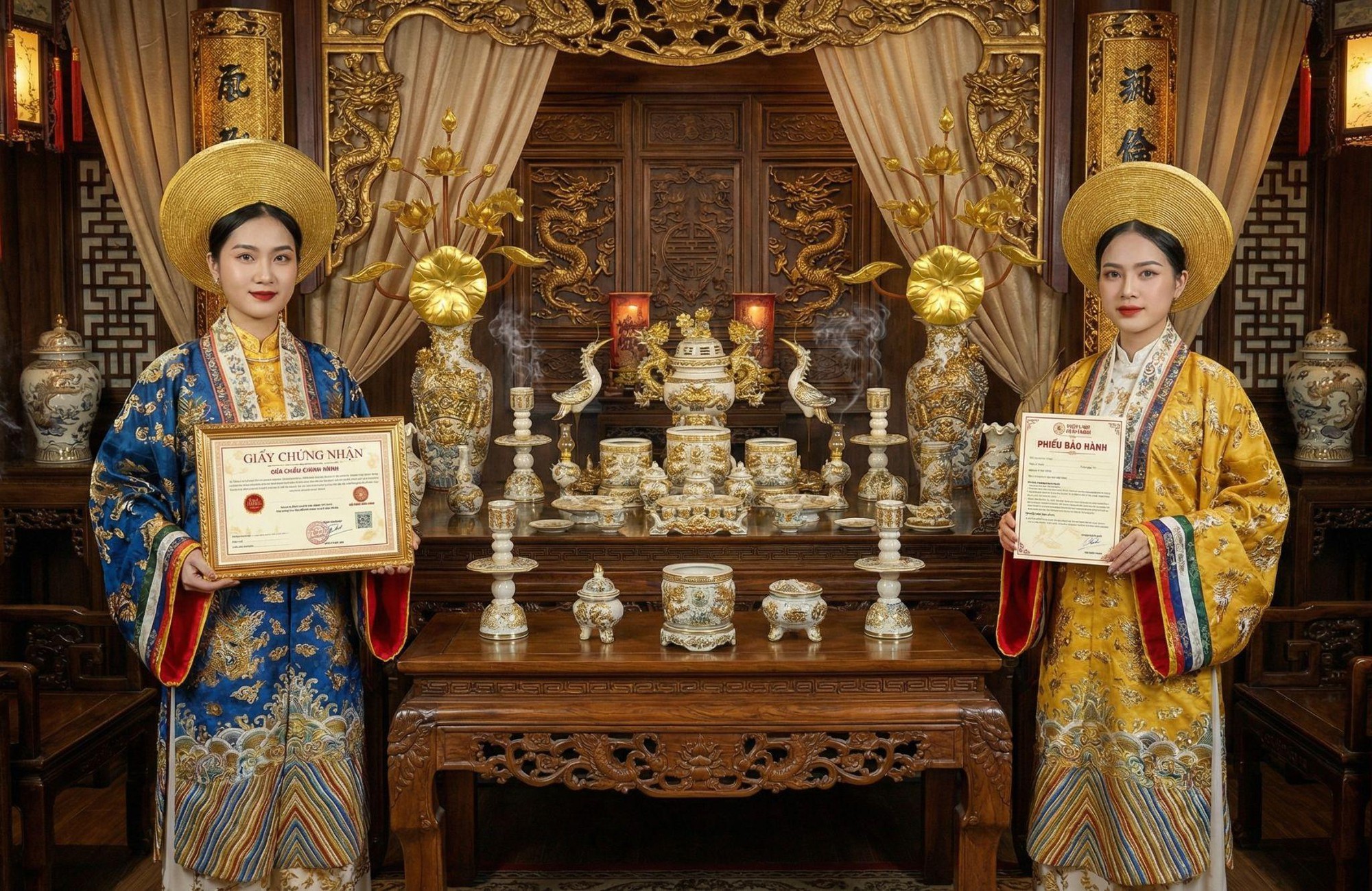 Đồ thờ gốm sứ Bát Tràng cao cấp từ Gốm Sứ Phúc Lộc Viên Minh- Ảnh 5.