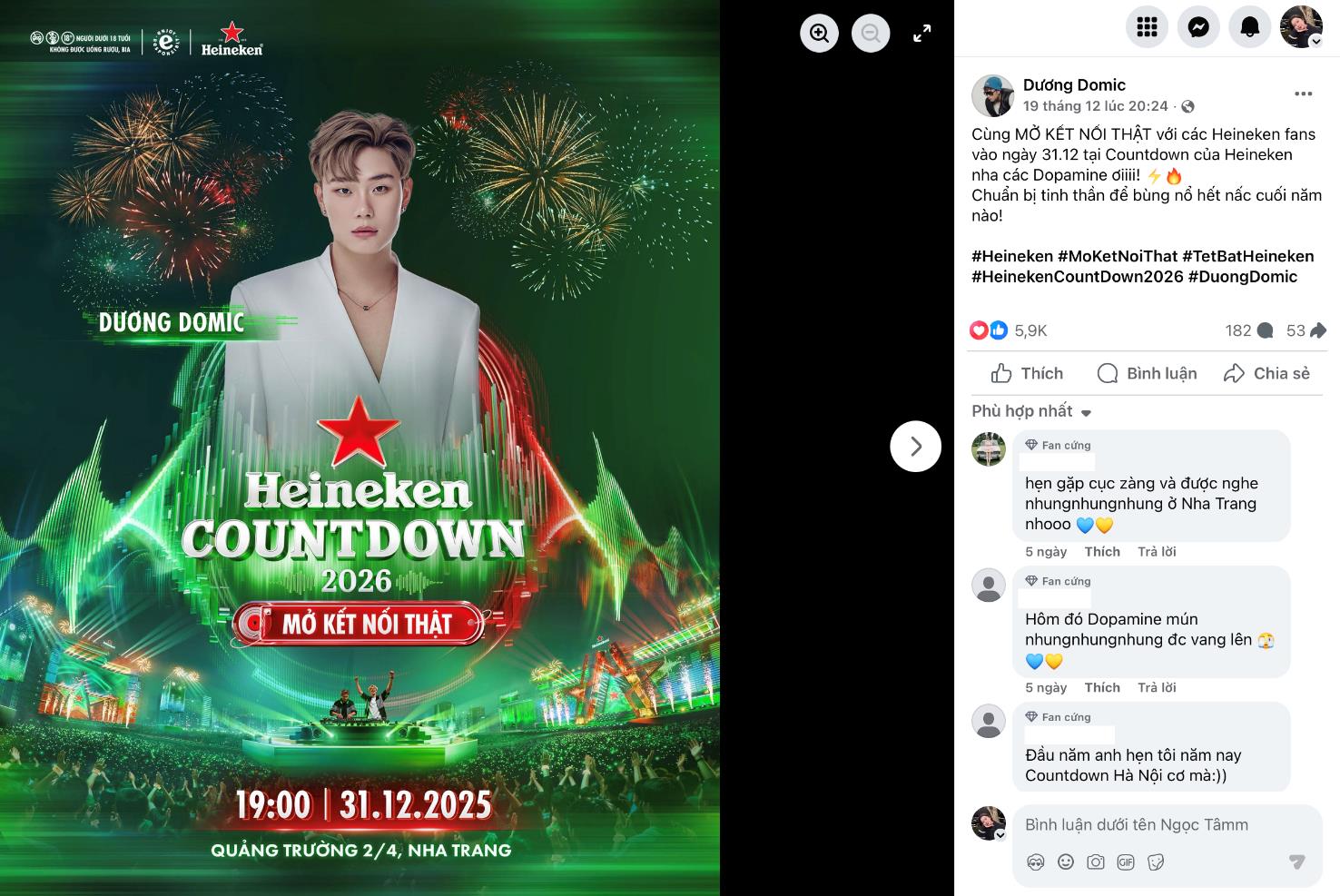 Heineken Countdown 2026 Hà Nội - Nha Trang với dàn nghệ sĩ đình đám hứa hẹn tạo nên khoảnh khắc kết nối chưa từng có- Ảnh 2.