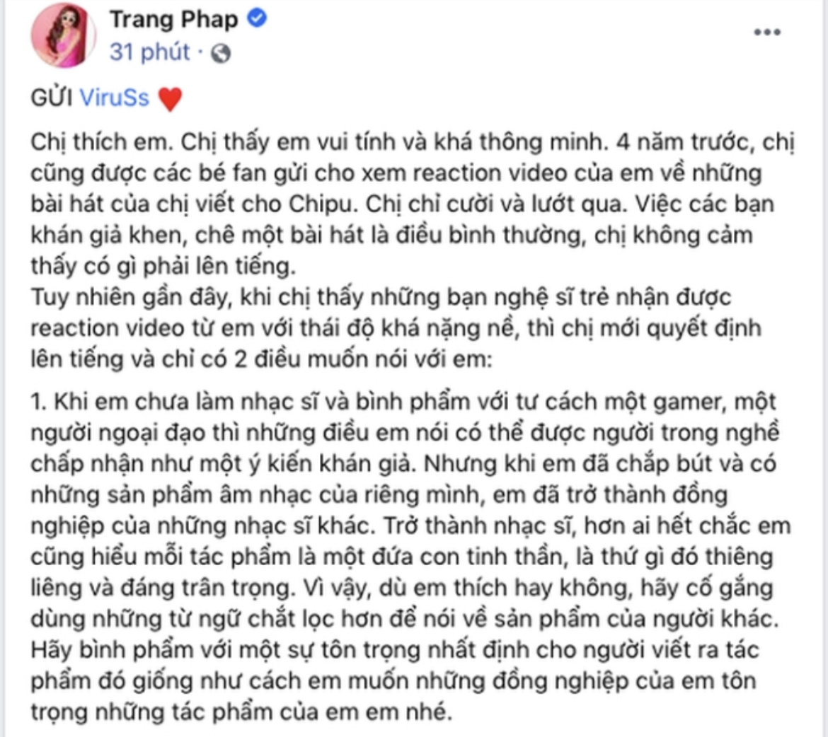Liên tục “va chạm” với loạt nghệ sĩ Vpop, đâu là lý do khiến các nội dung reaction của ViruSs gây tranh cãi?- Ảnh 1. Liên tục “va chạm” với loạt nghệ sĩ Vpop, đâu là lý do khiến các nội dung reaction của ViruSs gây tranh cãi?- Ảnh 1.