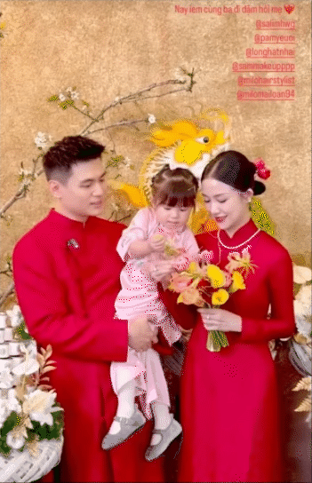 Pam Yêu Ơi diện áo dài tham dự lễ ăn hỏi của bố mẹ- Ảnh 3.