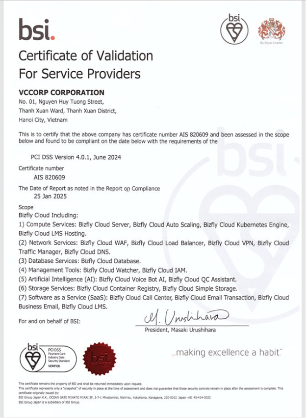 Bizfly Cloud - Đơn vị tiên phong đạt chứng nhận bảo mật PCI DSS phiên bản mới nhất V4.0.1- Ảnh 2.
