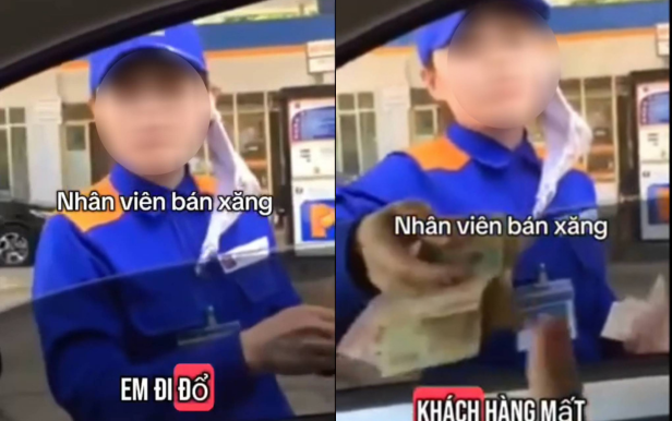 Clip nhân viên cây xăng phải tự mở nắp bình cho khách gây tranh cãi: "Mất tiền mua xăng, sao phải nhờ hả chị?"- Ảnh 1.