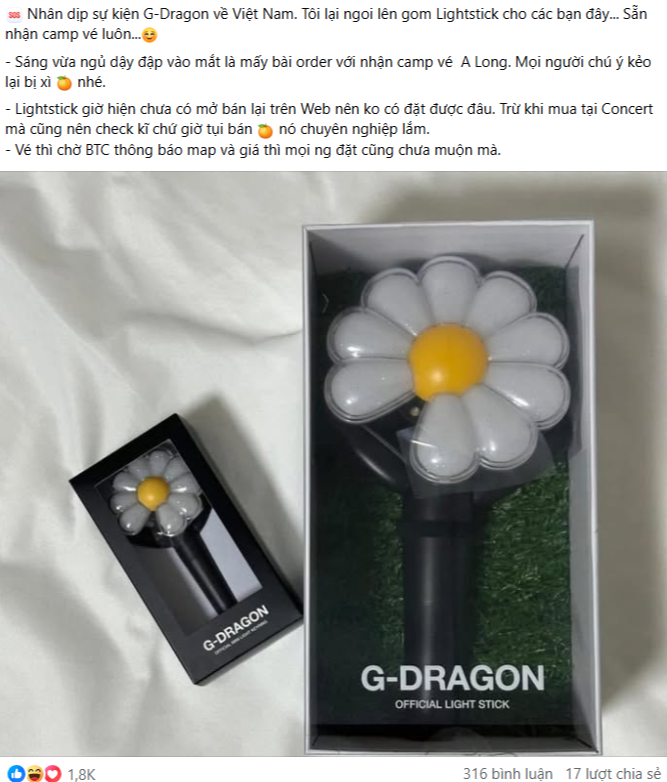 Lightstick G-Dragon phi mã hơn giá vàng, fan Việt điên cuồng MUA!- Ảnh 9. Lightstick G-Dragon phi mã hơn giá vàng, fan Việt điên cuồng MUA!- Ảnh 9.