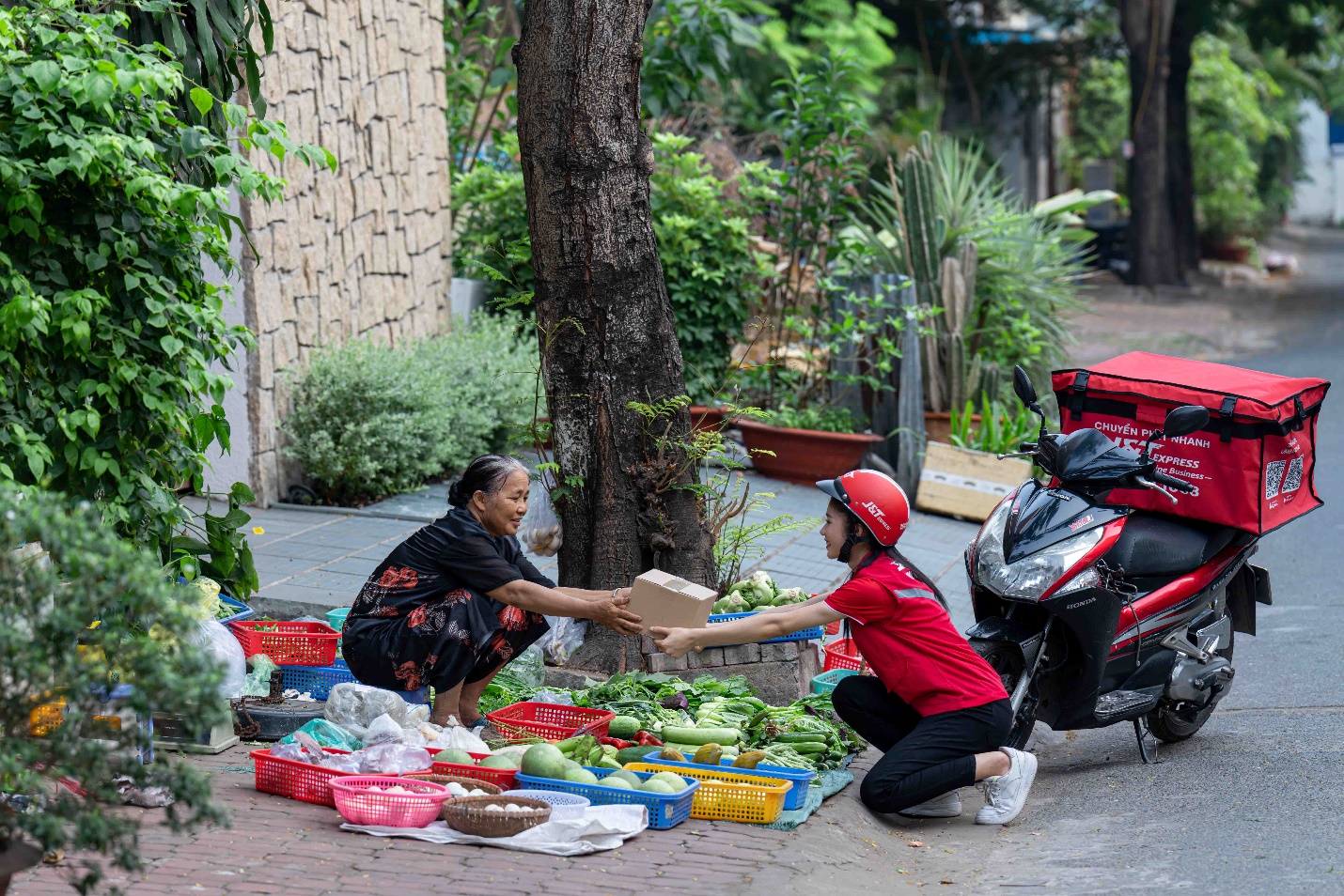 A person selling vegetables and fruits  AI-generated content may be incorrect.