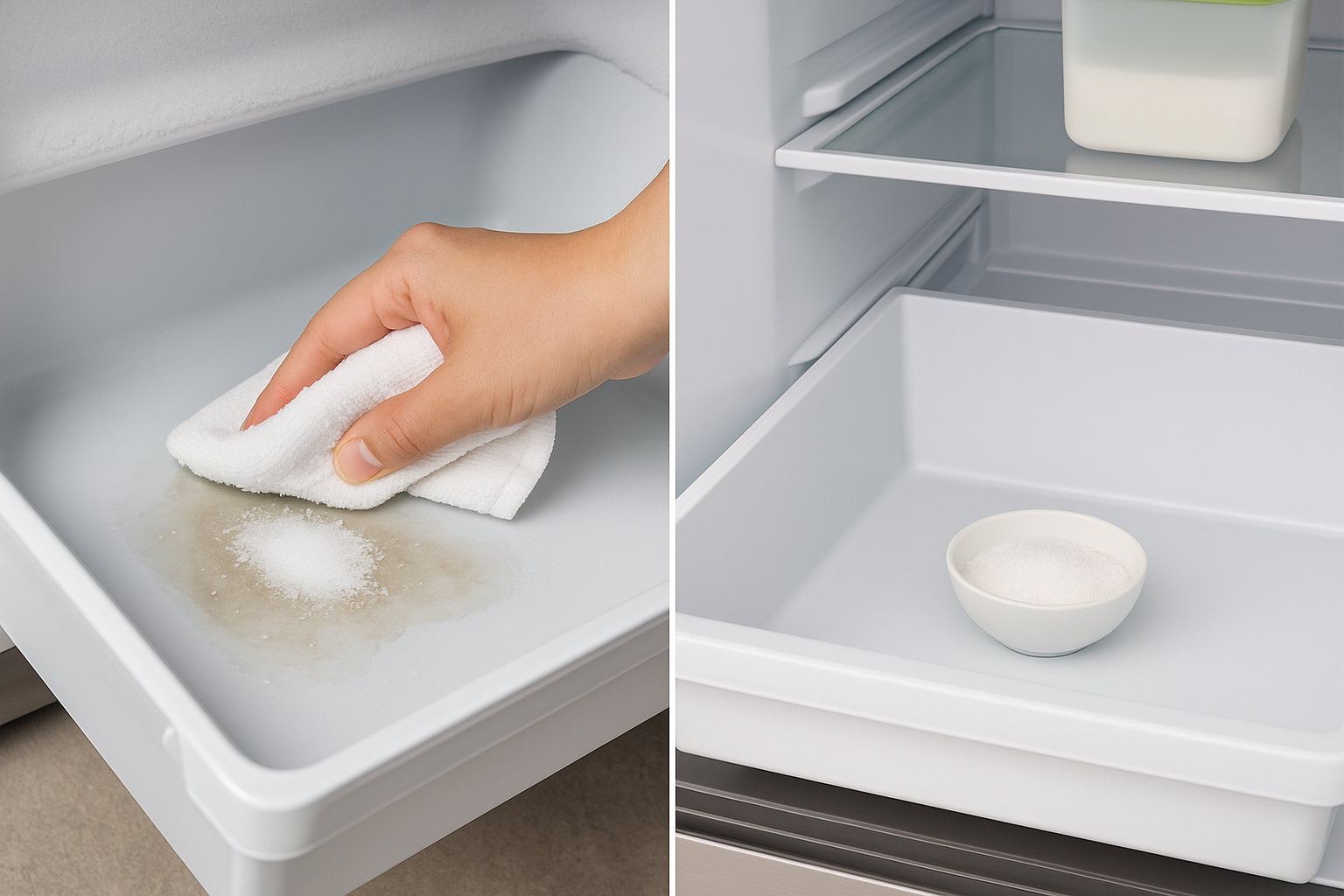 Khử sạch mùi tanh trong ngăn đựng cá tủ đông chỉ với muối và giấm – không cần dùng viên khử mùi- Ảnh 1.