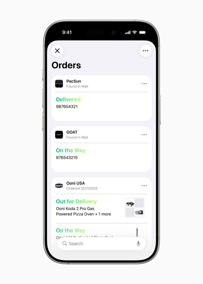Các tính năng bổ sung được hỗ trợ bởi Apple Intelligence bao gồm tóm tắt chi tiết theo dõi đơn hàng từ email do người bán hoặc đơn vị vận chuyển gửi cũng như khả năng gợi ý khảo sát phù hợp cho bạn bè và gia đình trong cuộc trò chuyện nhóm trong ứng dụng Tin Nhắn