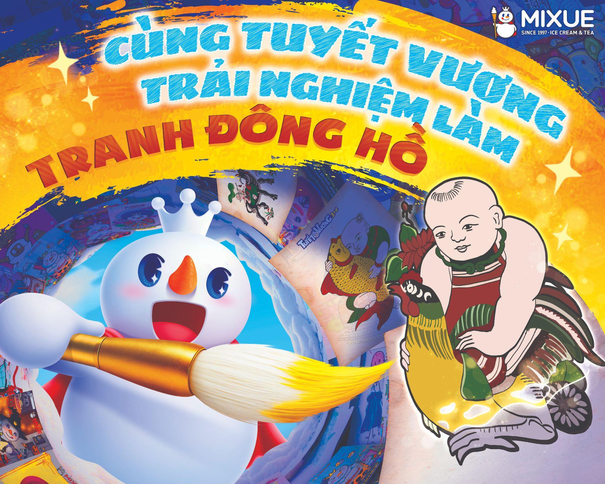MIXUE khởi động cuộc thi Vẽ Tuyết Vương lần thứ 3 & chuỗi hoạt động trải nghiệm làm tranh Đông Hồ- Ảnh 1. MIXUE khởi động cuộc thi Vẽ Tuyết Vương lần thứ 3 & chuỗi hoạt động trải nghiệm làm tranh Đông Hồ- Ảnh 1.