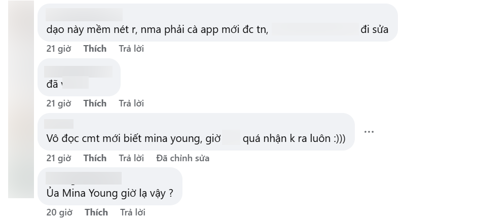 Dân mạng cũng ngỡ ngàng vì nhan sắc của Mina Young hiện tại Dân mạng cũng ngỡ ngàng vì nhan sắc của Mina Young hiện tại
