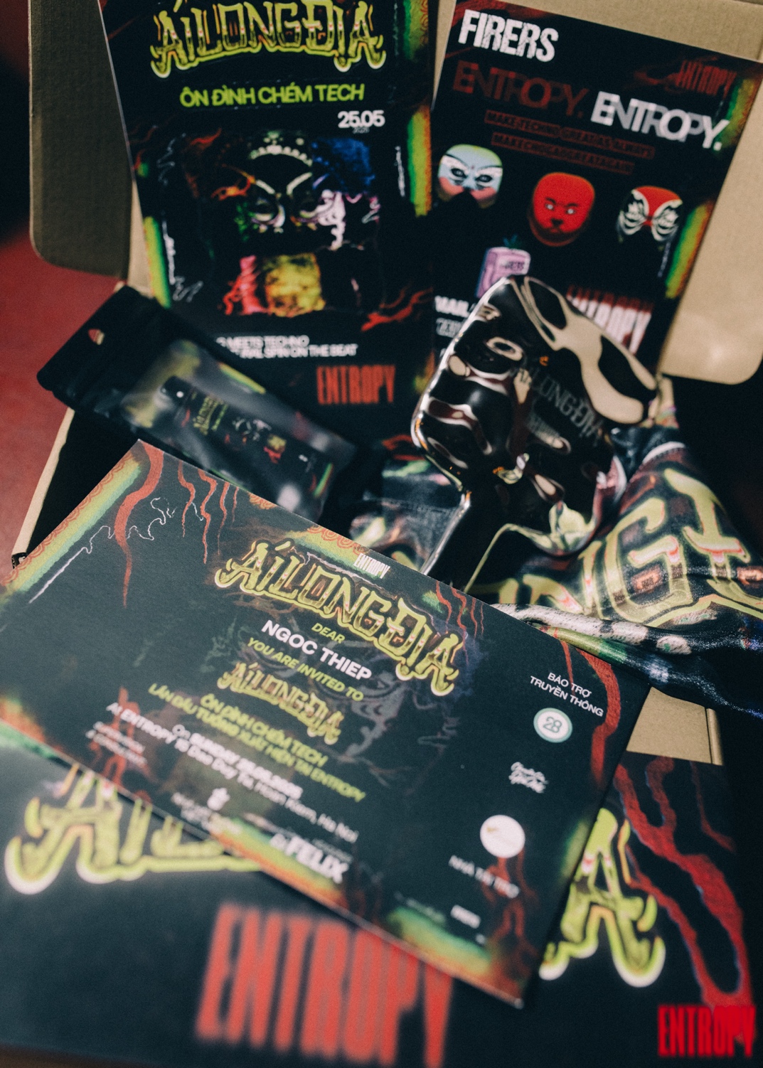 A box full of tickets  Description automatically generated