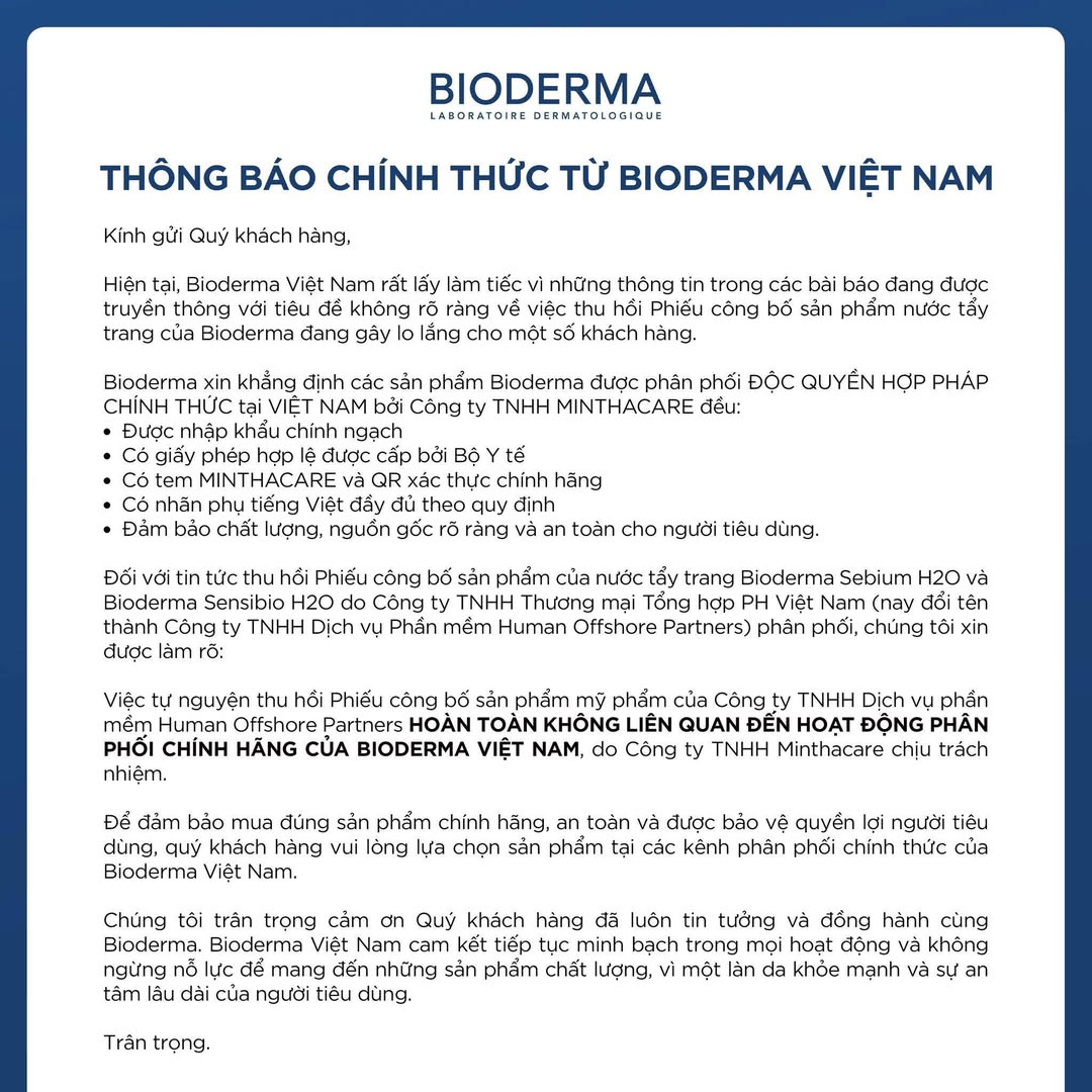 Bioderma chính thức lên tiếng về việc thu hồi sản phẩm nước tẩy trang đình đám- Ảnh 1. Bioderma chính thức lên tiếng về việc thu hồi sản phẩm nước tẩy trang đình đám- Ảnh 1.