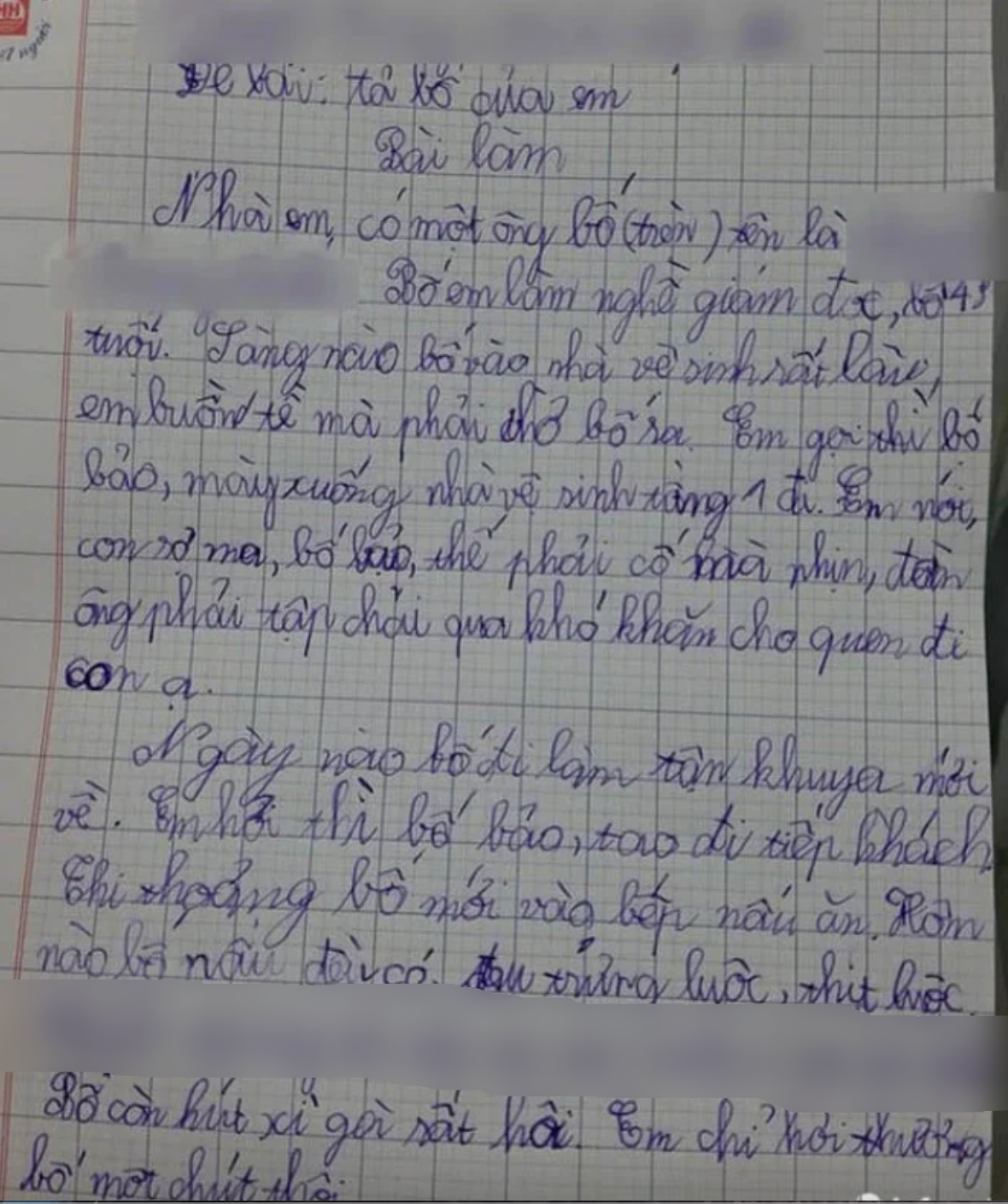 Bài văn kể chuyện nhờ bố Giám đốc dắt đi... vệ sinh của học sinh tiểu học khiến ai nấy cười lăn- Ảnh 1. Bài văn kể chuyện nhờ bố Giám đốc dắt đi... vệ sinh của học sinh tiểu học khiến ai nấy cười lăn- Ảnh 1.