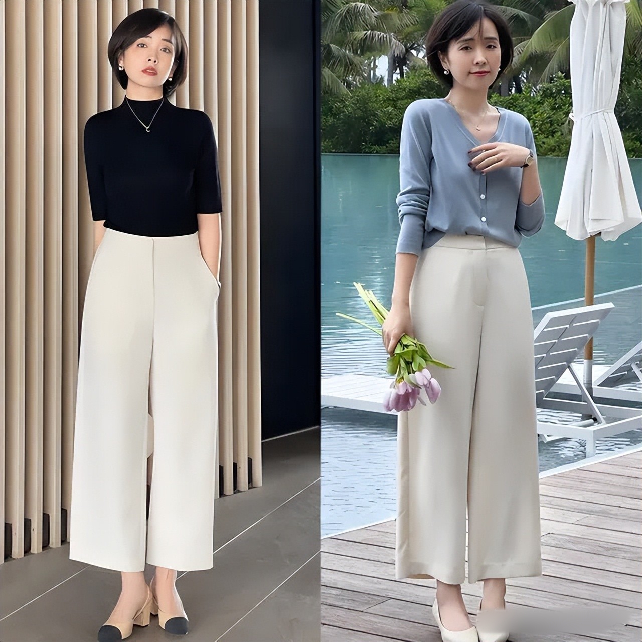 Combo "quần ống rộng + giày cao gót" hot rần rần - phụ nữ ngoài 40 mặc thế này thật quá đỗi cuốn hút!- Ảnh 8.