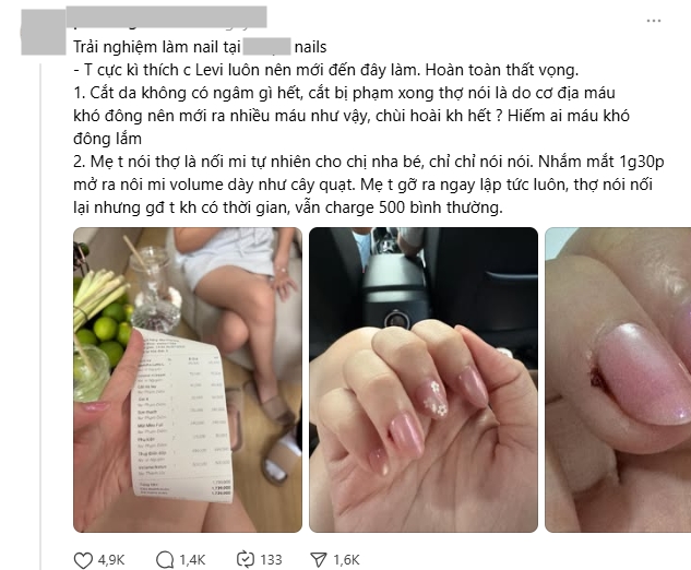 Tiệm nail của TikToker nổi tiếng bị "phốt" nối mi như cái quạt, cắt da chảy máu dậy sóng Threads- Ảnh 2.