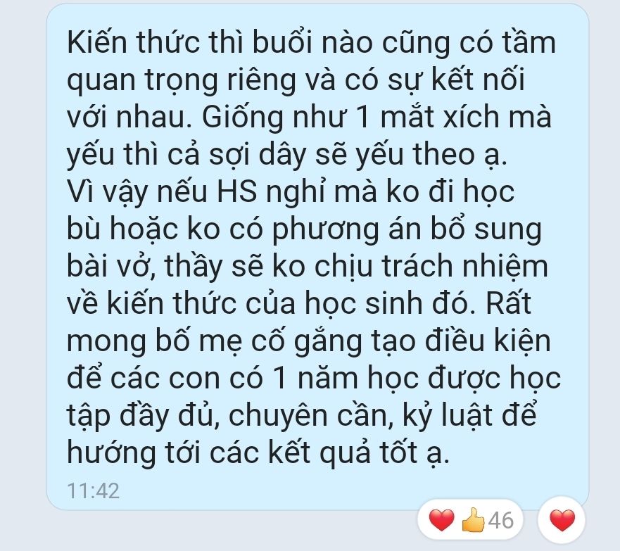 Thầy giáo Hà Nội nói thẳng: "Sẽ không chịu trách nhiệm về kiến thức của học sinh", phụ huynh đọc xong, vỗ tay đồng tình- Ảnh 1.