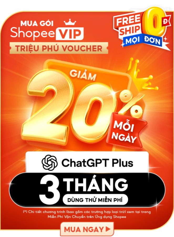 ShopeeVIP tung quyền lợi mới từ 8/8: Miễn phí 3 tháng sử dụng ChatGPT Plus- Ảnh 2.