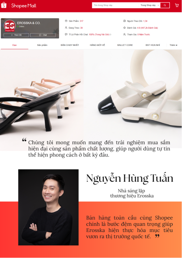 Thương hiệu giày Việt Erosska bứt tốc nhờ xuất khẩu trực tuyến cùng Shopee- Ảnh 2.