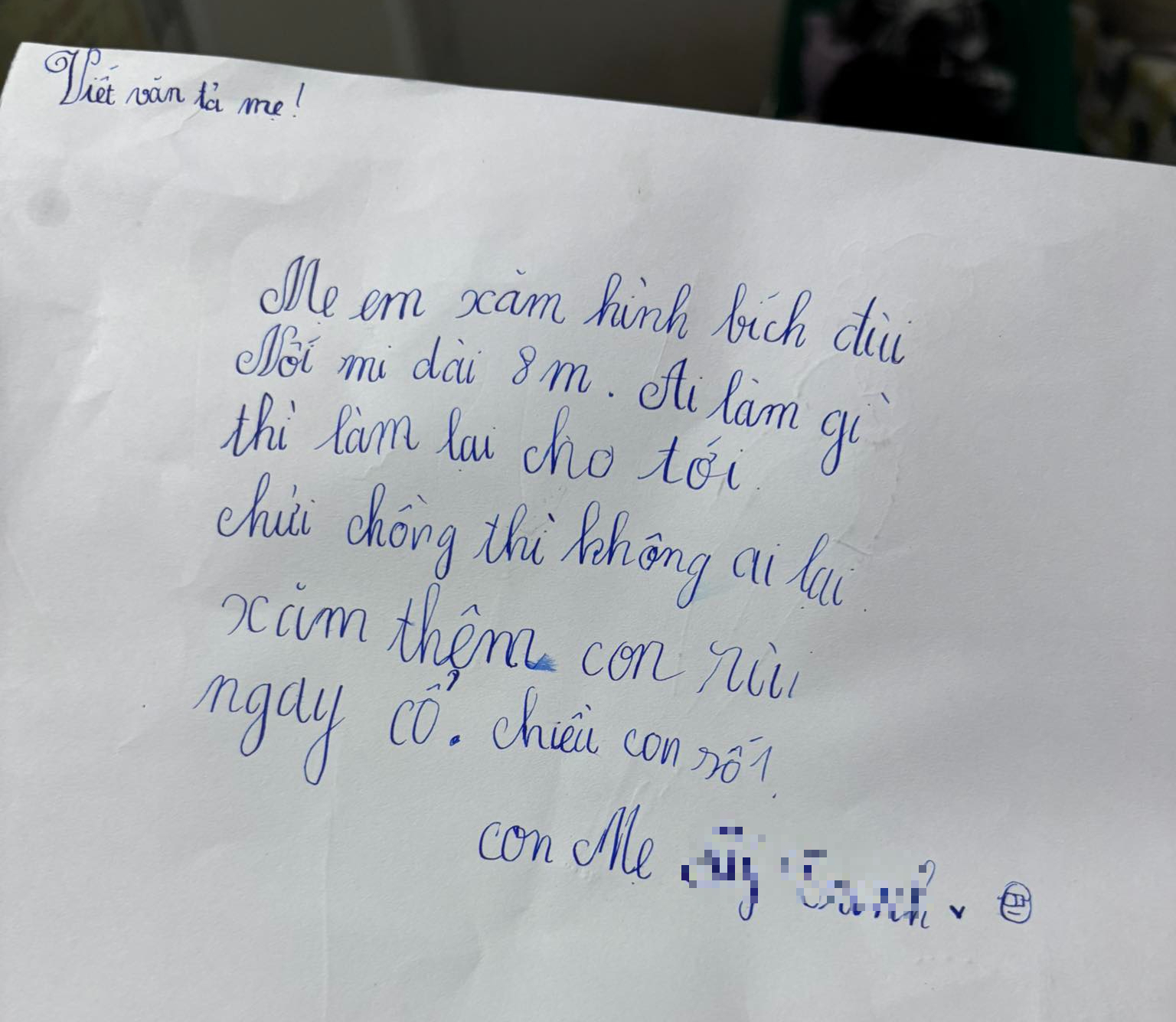 Bà mẹ Biên Hoà "xin": Đừng ra đề bài tả về MẸ được không? Đọc tờ giấy đính kèm mà cười 3 ngày chưa xong!- Ảnh 1.