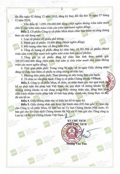 Miza (MZG) được chấp thuận chào bán cổ phiếu, huy động hơn 105 tỷ đồng- Ảnh 3.