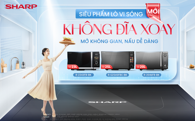 Sharp ra mắt lò vi sóng không đĩa xoay mới: Mở không gian, nấu dễ dàng- Ảnh 1.
