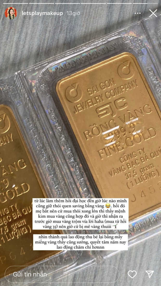 Giá vàng hơn 19 triệu/chỉ, một gái xinh khoe "bộ sưu tập": Từng bị mẹ ép mua vàng, giờ lại tự mình mê- Ảnh 2.