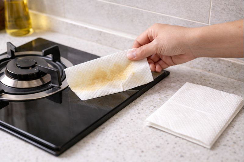 Học mẹ tôi: Đặt khăn giấy vào đúng vị trí này trong bếp - dầu mỡ giảm hẳn, bếp sạch gấp 5 lần- Ảnh 3.