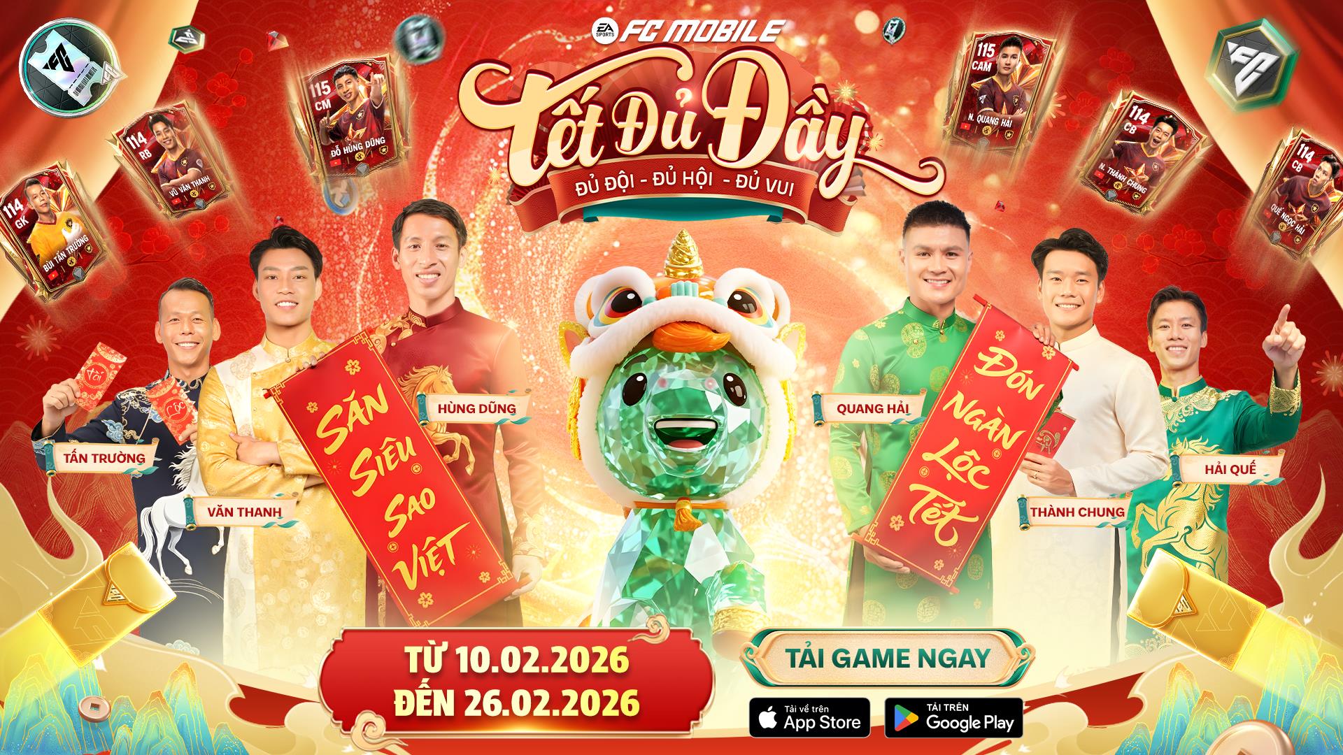 EA SPORTS FC Mobile Việt Nam tung sự kiện “Tết Đủ Đầy”: Lì xì lên tới 22.026 Đá Quý, dàn sao Việt hội tụ đón xuân 2026 - Ảnh 1.