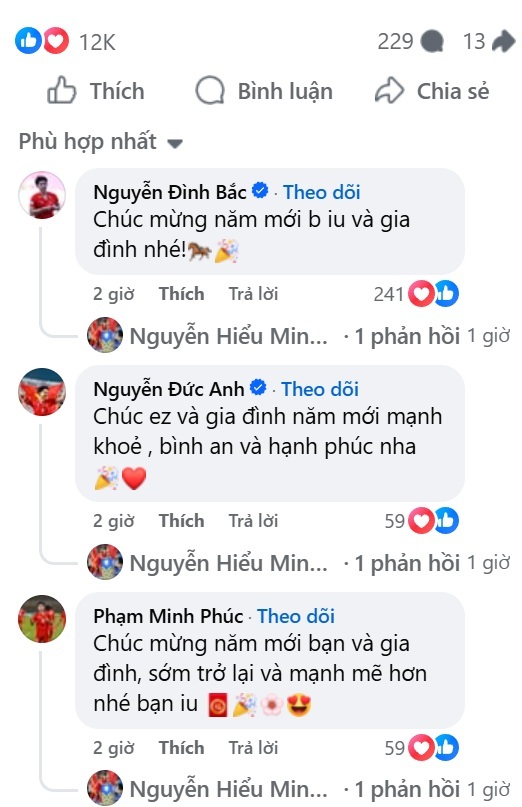 Thương Hiểu Minh chống nạng đón Tết, Đình Bắc và đồng đội U23 Việt Nam động viên đầy xúc động- Ảnh 2.