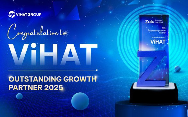Ghi dấu tăng trưởng 2025: ViHAT nhận giải "Outstanding Growth Partner 2025" từ Zalo Business Solutions- Ảnh 1. Ghi dấu tăng trưởng 2025: ViHAT nhận giải "Outstanding Growth Partner 2025" từ Zalo Business Solutions- Ảnh 1.