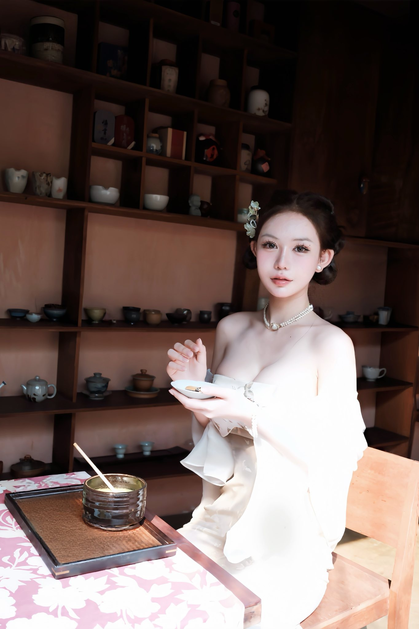 Chụp ảnh Tết phong cách "trà đạo", hot girl khiến người xem ngợp thở vì quá đỗi quyến rũ- Ảnh 4.