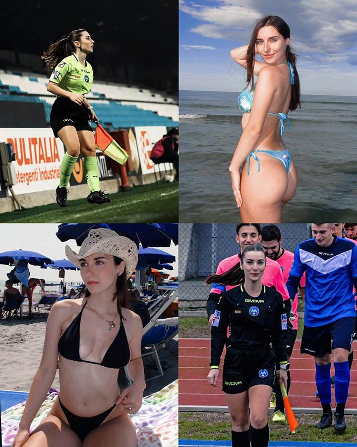 Nữ trọng tài nóng bỏng tới mức làm cầu thủ quên cả nhìn bóng- Ảnh 2.