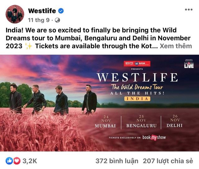 Poster thông báo Westlife tổ chức tour tại Việt Nam đạt tương tác khủng, 2 thị trường tỉ dân gộp lại cũng thua xa! - Ảnh 4.